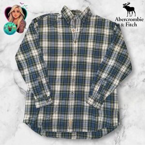 Abercrombie & Fitch Men's Medium Plaid Flannel The Big Shirt Button Down Vintage